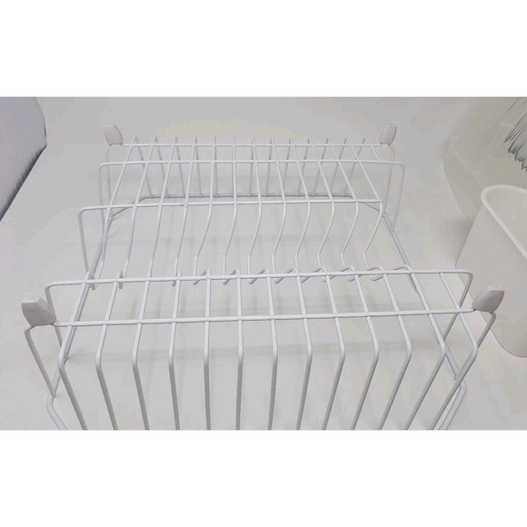 Vtg Rubbermaid Coated Wire White Dish Drying Rack Drainer 1H92 Clear Mat 1S04 - Picture 8 of 16